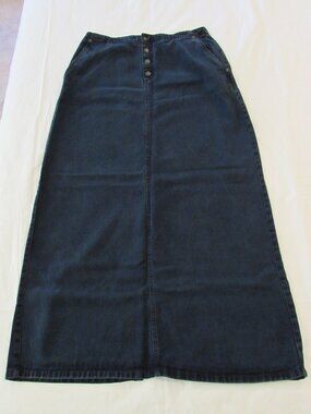 Liz Claiborne Lizwear Tencel Denim Skirt Pockets Buttons Size 14